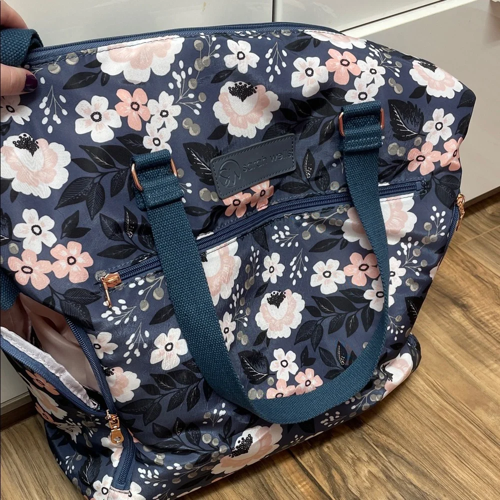Floral Women's Diaper Bag in Blue and Pink